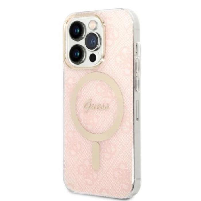 Guess - GUESS iPhone 14 Pro Magsafe Skal Print + Trådlös Laddare - Rosa