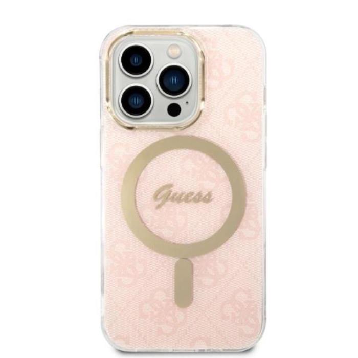 Guess - GUESS iPhone 14 Pro Magsafe Skal Print + Trådlös Laddare - Rosa
