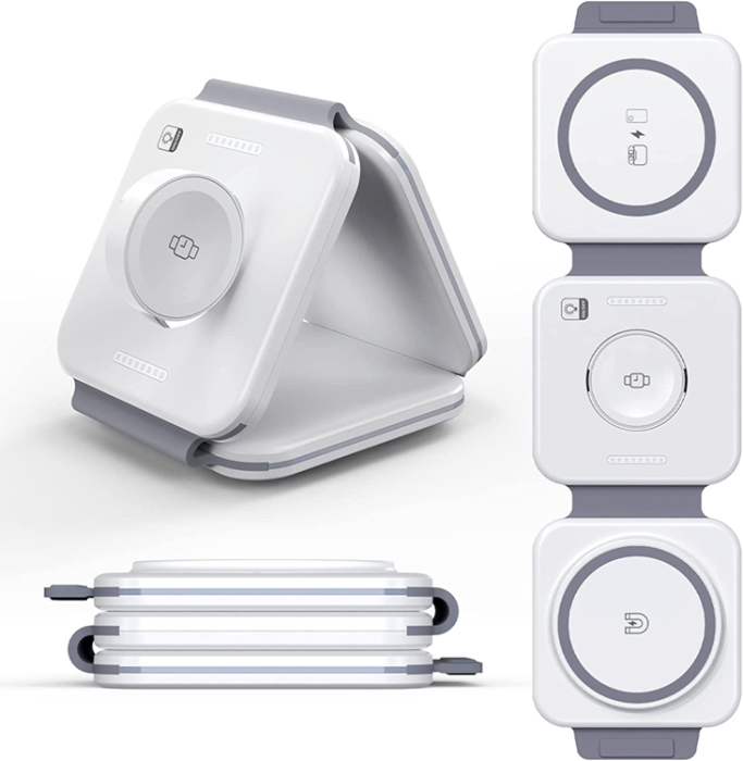 OEM - 3in1 Magsafe Trådlös Resa Laddare - Vit