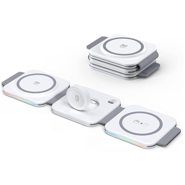 OEM - 3in1 Magsafe Trådlös Resa Laddare - Vit