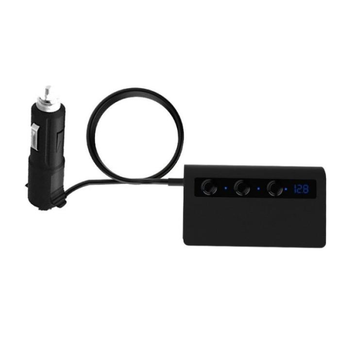 OEM - 180W Billaddare 3 Cigarette Lighter Uttag 4 USB QC3.0 Snabbladdare - Svart