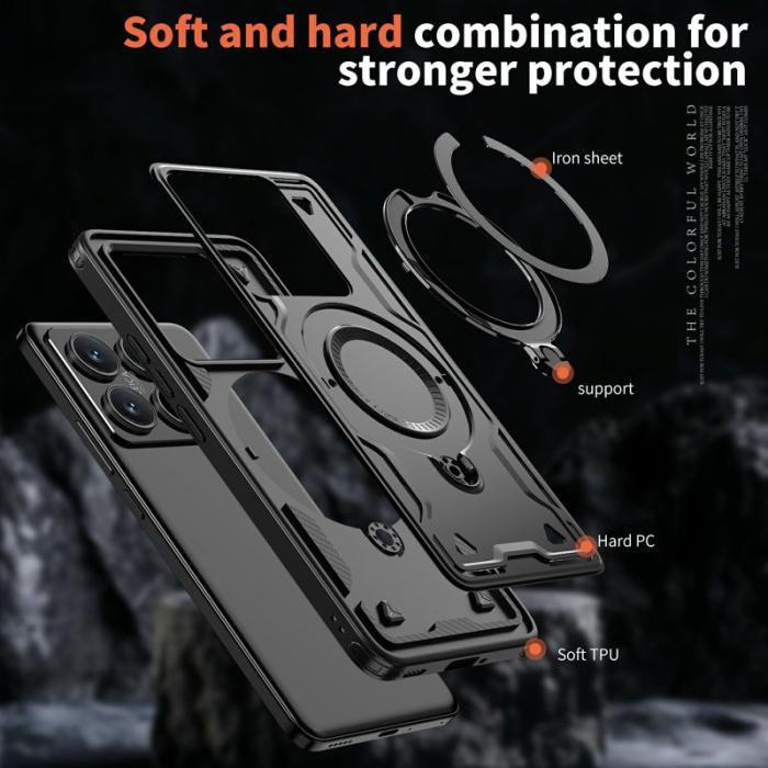 N/A - Mobilskal till Xiaomi 14T Militärt Skydd Plast Kickstand - Svart