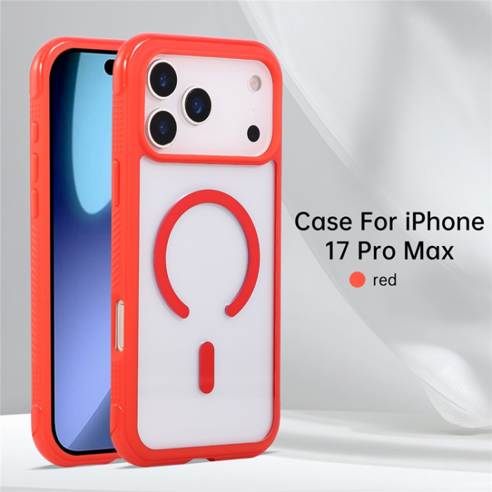 A-One Brand - iPhone 17 Pro Max Mobilskal MagSafe TPU+PC Transparent - Röd
