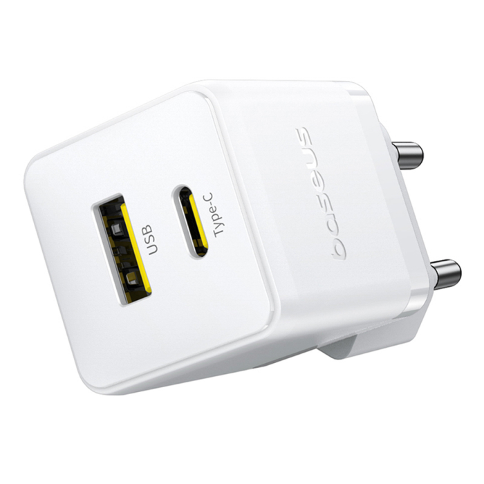 BASEUS - Baseus Snabbladdare USB-C - USB-A 30W Palm - Vit