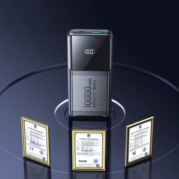 Joyroom - Joyroom Powerbank 10000mAh 22.5W med Två Inbyggda kablar - Svart