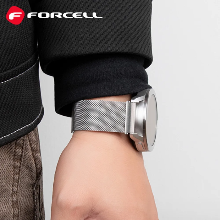 Forcell - Forcell Galaxy Watch 22mm Armband Magnetic Steel - Silver
