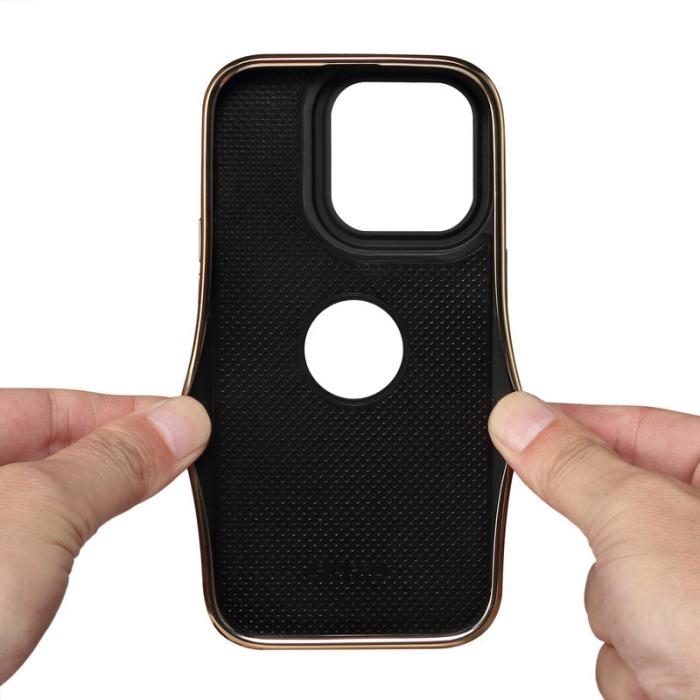 DENIOR - DENIOR Mobilskal till iPhone 15 Pro Anti-drop PC+TPU Äkta Läder Khaki