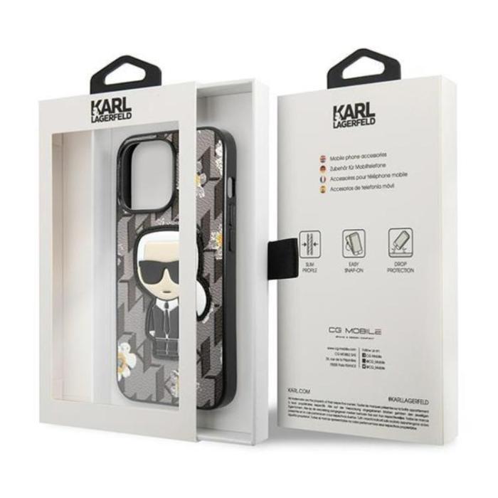 KARL LAGERFELD - Karl Lagerfeld iPhone 13 Pro Skal Flower Ikonik Karl - Grå