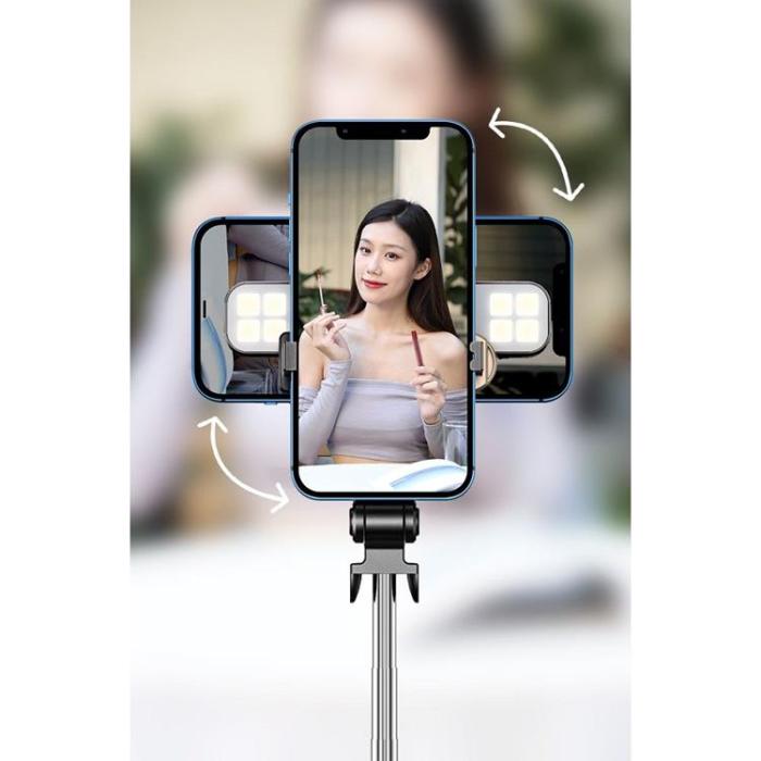OEM - Selfiestick / Tripod fjärrkontroll med LED light - Svart