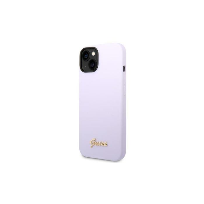 Guess - Guess iPhone 14 Skal Lila Hårt Silikon Vintage Guld Logotyp