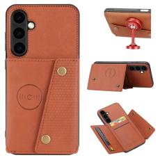 OEM - Mobilfodral f&ouml;r Samsung Galaxy S26 Konstl&auml;der + TPU med kortfack - Brun