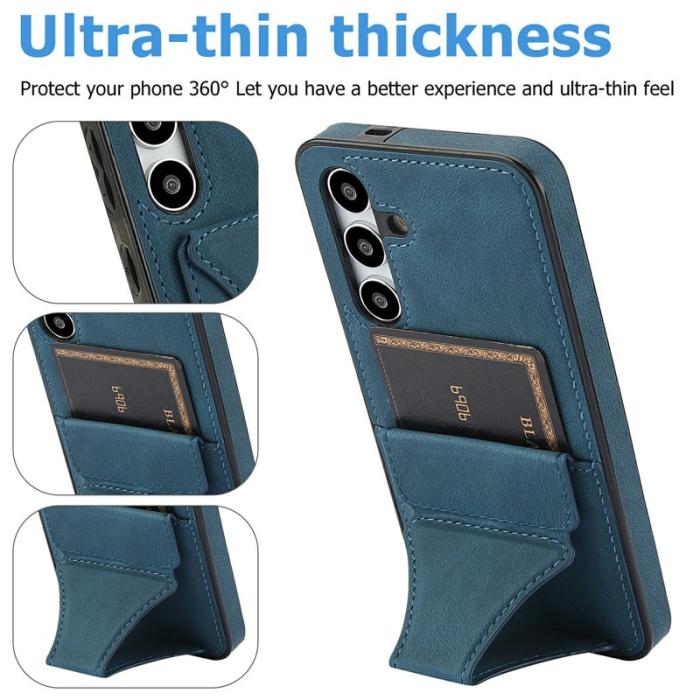 OEM - Mobilfodral för Samsung Galaxy S26 Konstläder + TPU med kortfack - Blå