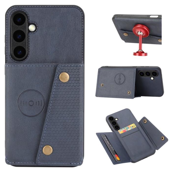 OEM - Mobilfodral för Samsung Galaxy S26 Konstläder + TPU med kortfack - Blå