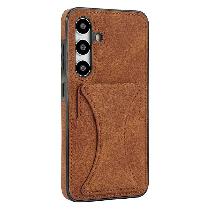 OEM - Mobilfodral för Samsung Galaxy S26 Konstläder + TPU med kortfack - Brun