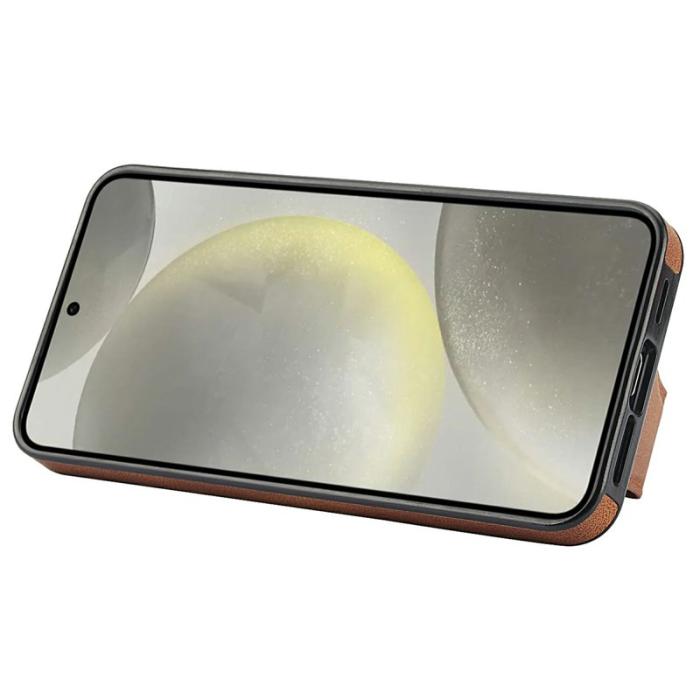 OEM - Mobilfodral för Samsung Galaxy S26 Konstläder + TPU med kortfack - Brun