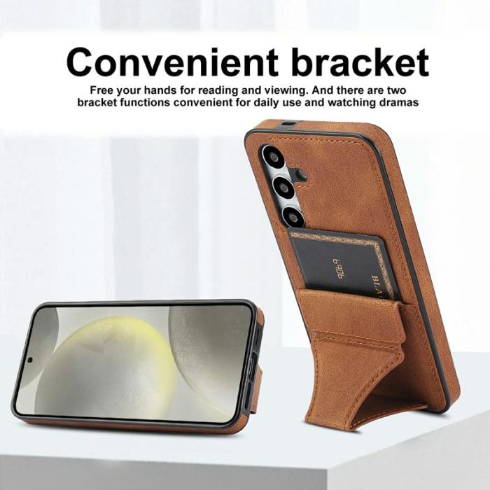 OEM - Mobilfodral för Samsung Galaxy S26 Konstläder + TPU med kortfack - Brun