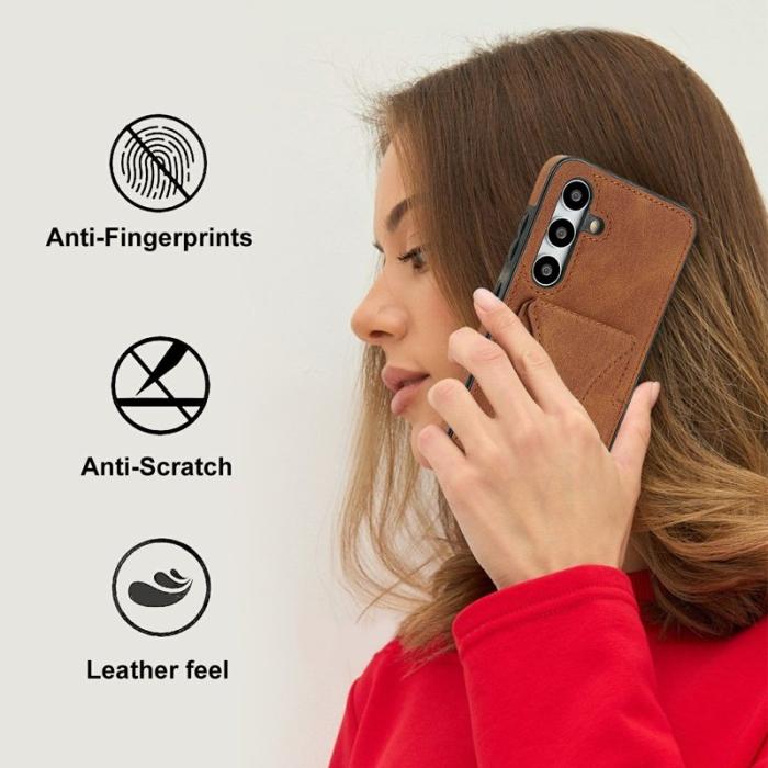 OEM - Mobilfodral för Samsung Galaxy S26 Konstläder + TPU med kortfack - Brun