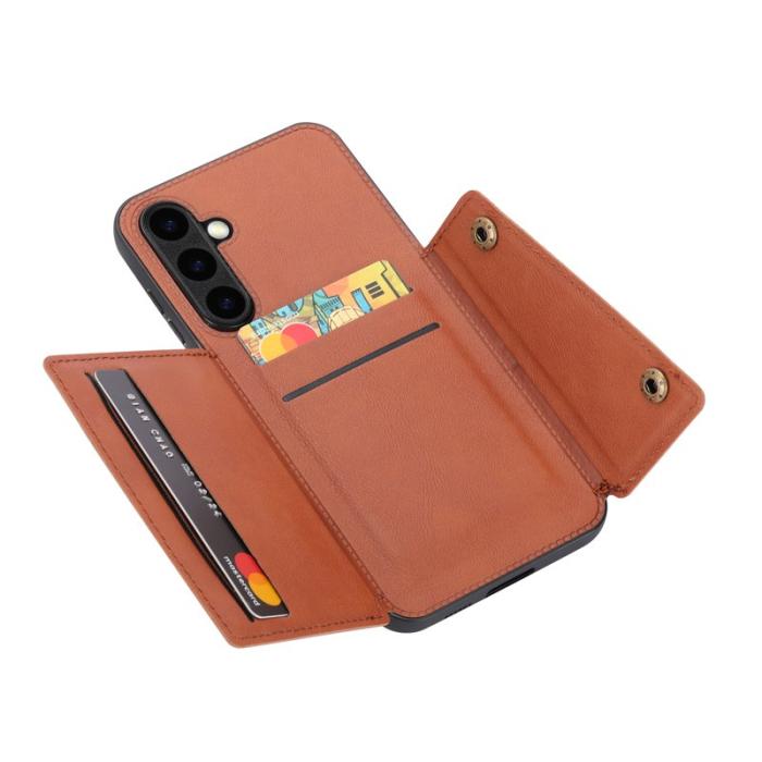 OEM - Mobilfodral för Samsung Galaxy S26 Konstläder + TPU med kortfack - Brun
