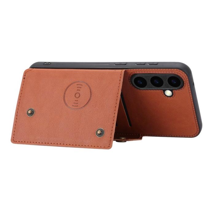 OEM - Mobilfodral för Samsung Galaxy S26 Konstläder + TPU med kortfack - Brun
