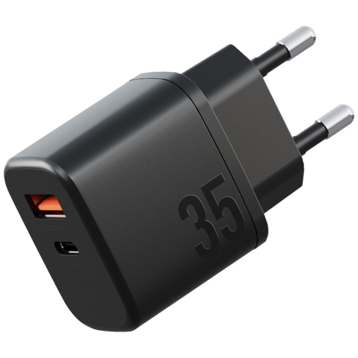 ENERGEA - Bazic Väggladdare USB-A Till USB-C Med USB-C Kable - Svart