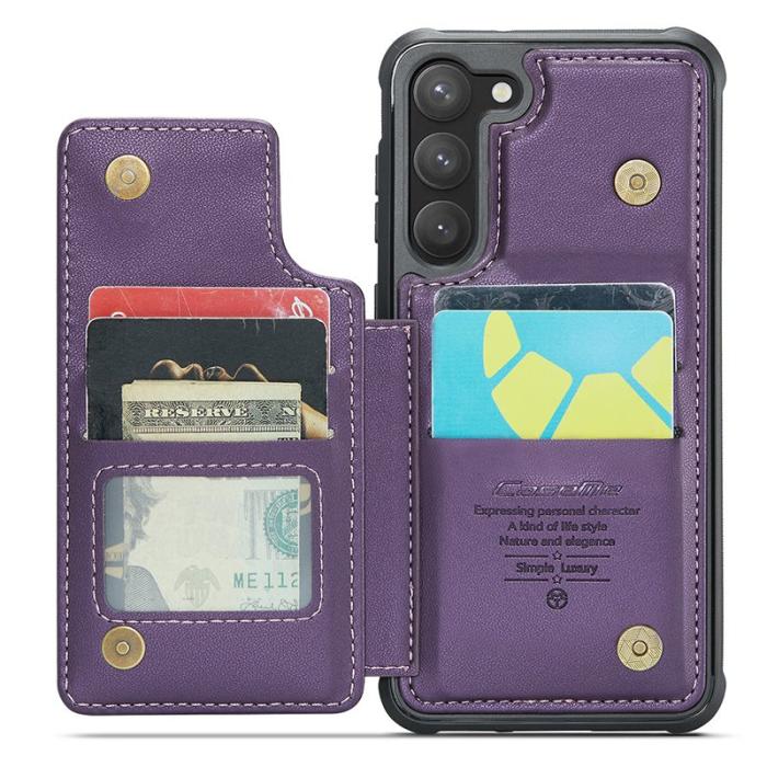 Caseme - CASEME C22 Fodral till Samsung Galaxy S23 KonstLäder RFID-Skydd- Lila