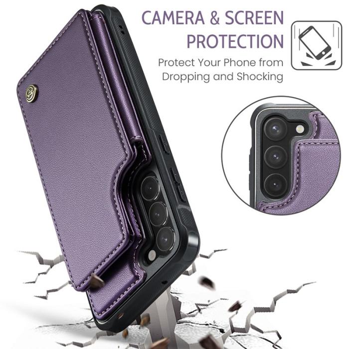 Caseme - CASEME C22 Fodral till Samsung Galaxy S23 KonstLäder RFID-Skydd- Lila