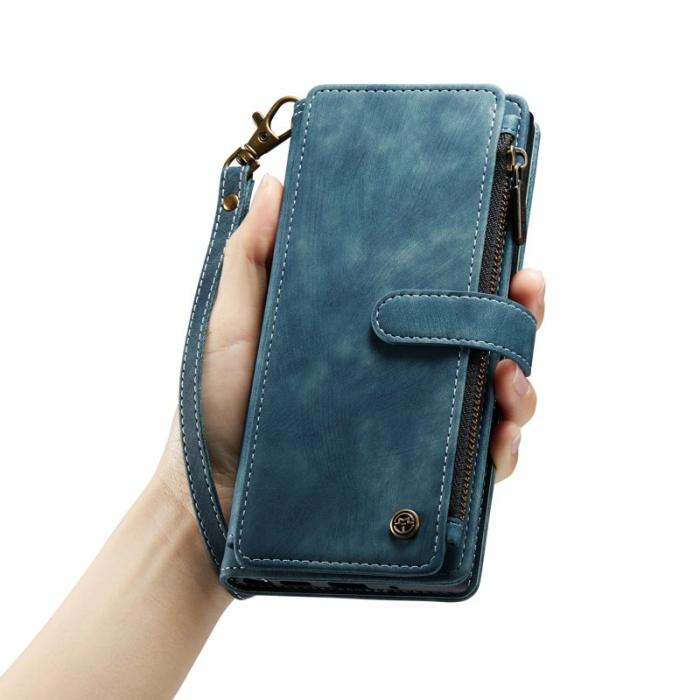 Caseme - CASEME Konstläder Plånboksfodral till Google Pixel 7a med rem - Blå