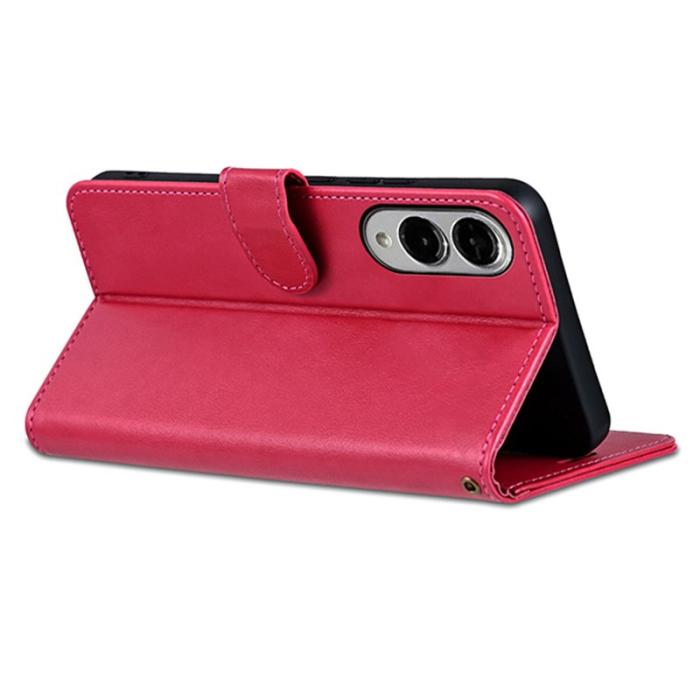 AZNS - AZNS Samsung Galaxy S25 Edge Plånboksfodral Anti-Scratch Konstläder - Röd