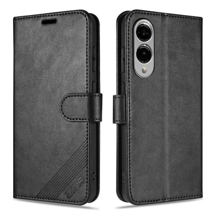 AZNS - AZNS Samsung Galaxy S25 Edge Plånboksfodral Anti-Scratch Konstläder - Svart