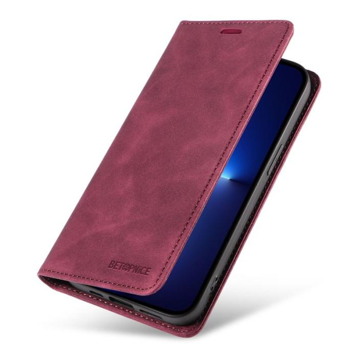 BETOPNICE - BETOPNICE 003 Plånboksfodral för iPhone 13 Pro - RFID Blocker Konstläder - Röd