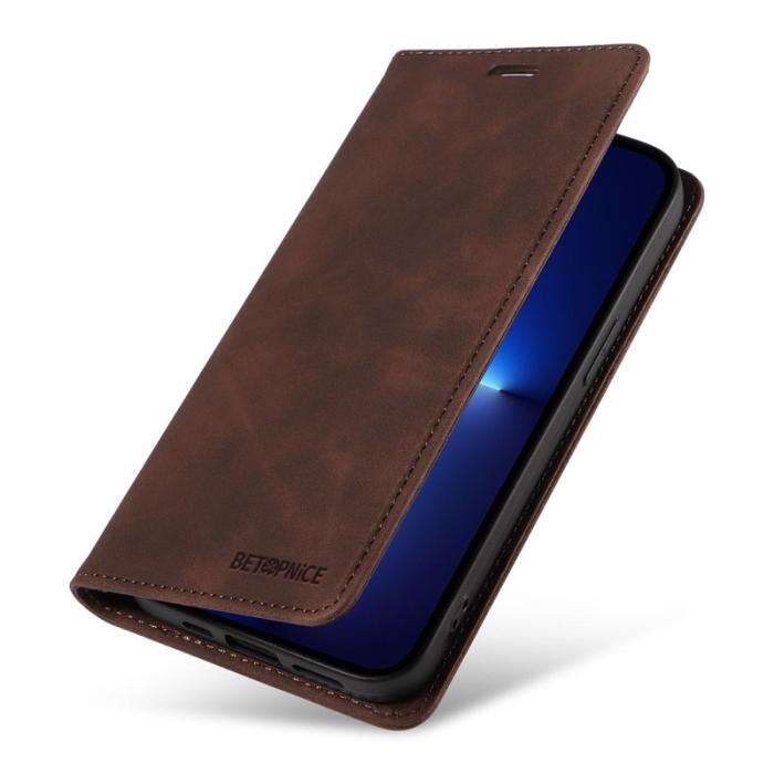 BETOPNICE - BETOPNICE 003 Plånboksfodral för iPhone 13 Pro - RFID Blocking Konstläder - Brun