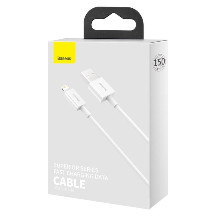 BASEUS - Baseus Superior USB-A till Lightning kabel 1.5m - Vit