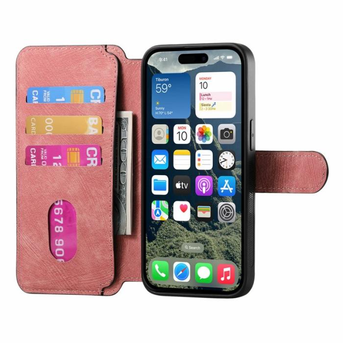 CASENEO - CASENEO MW-03 iPhone 17 Plånboksfodral med Avtagbart Konstläder - Rosa