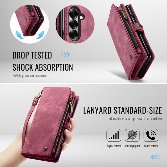 Caseme - CASEME Galaxy Z Fold 7 Plånboksfodral Med Rem - Röd