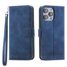 DIERFENG - DIERFENG DF-03 Pl&aring;nboksfodral i Konstl&auml;der f&ouml;r iPhone 12 Pro Max - Bl&aring;