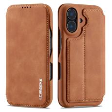 LC.imeeke - LC.IMEEKE iPhone 16 Plus Fodral Kortfack St&auml;ll KonstL&auml;der - Brun
