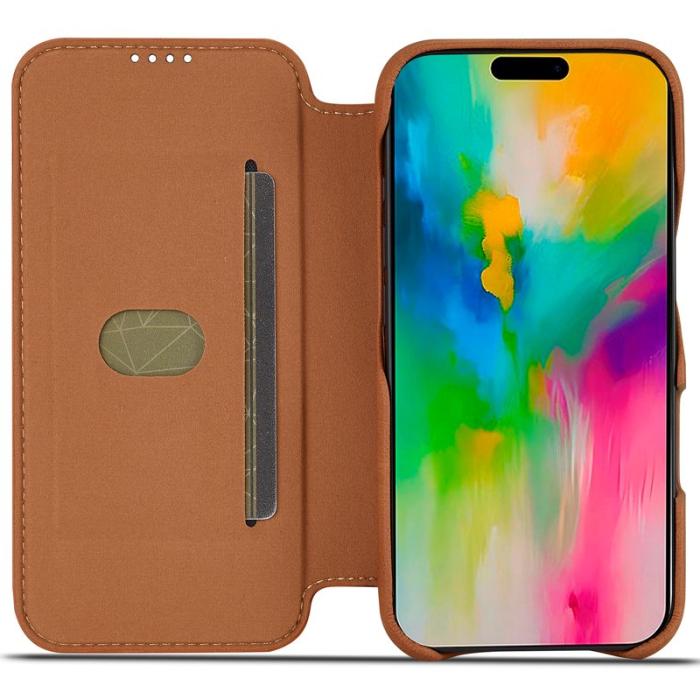 LC.imeeke - LC.IMEEKE iPhone 16 Plus Fodral Kortfack Ställ KonstLäder - Brun