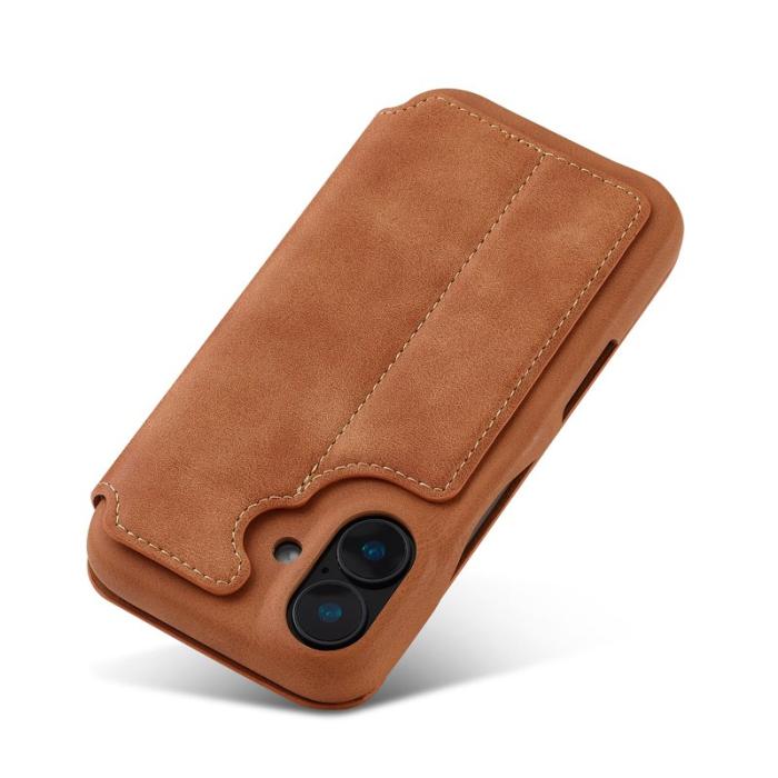 LC.imeeke - LC.IMEEKE iPhone 16 Plus Fodral Kortfack Ställ KonstLäder - Brun