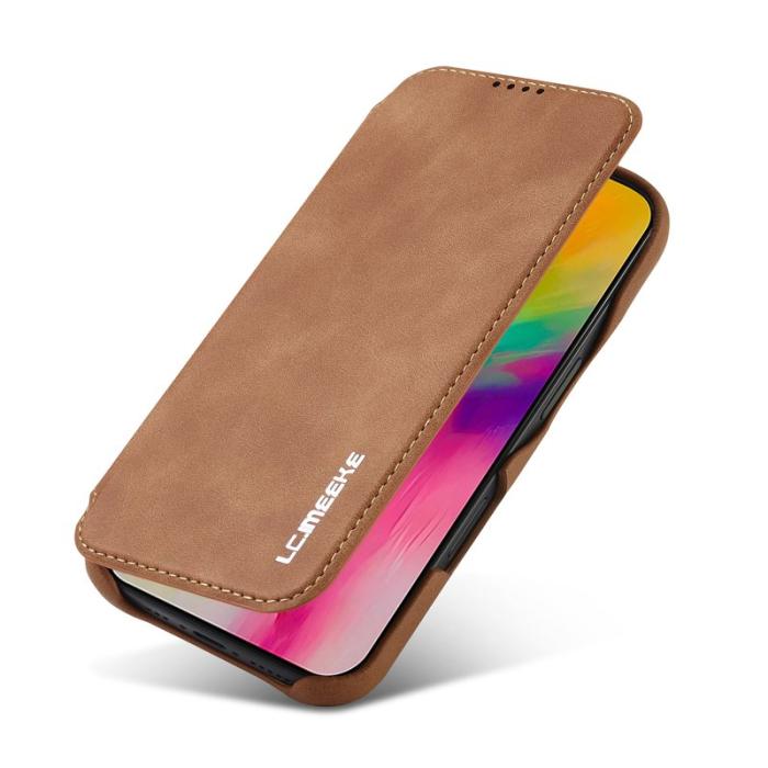LC.imeeke - LC.IMEEKE iPhone 16 Plus Fodral Kortfack Ställ KonstLäder - Brun