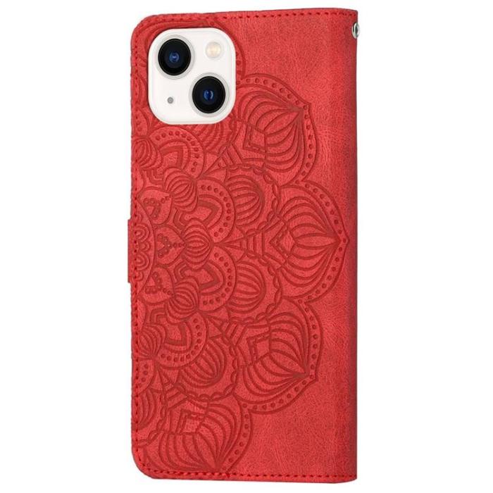 A-One Brand - iPhone 14 Plus Plånboksfodral Mandala Flower - Röd