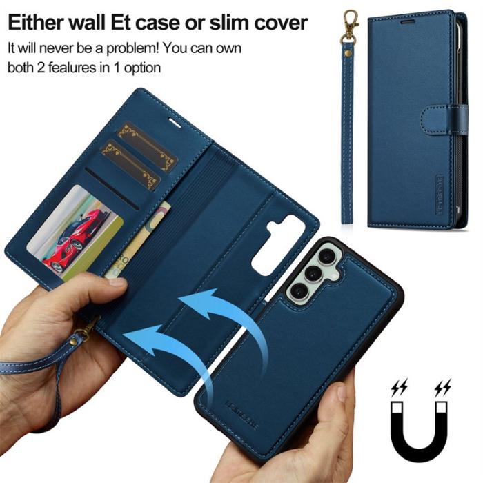 LC.imeeke - LC.IMEEKE L2 Series Samsung Galaxy A36 Plånboksfodral Konstläder - Blå