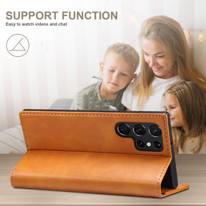 SUTENI - SUTENI Läder Fodral Galaxy S22 Ultra 5G - Khaki