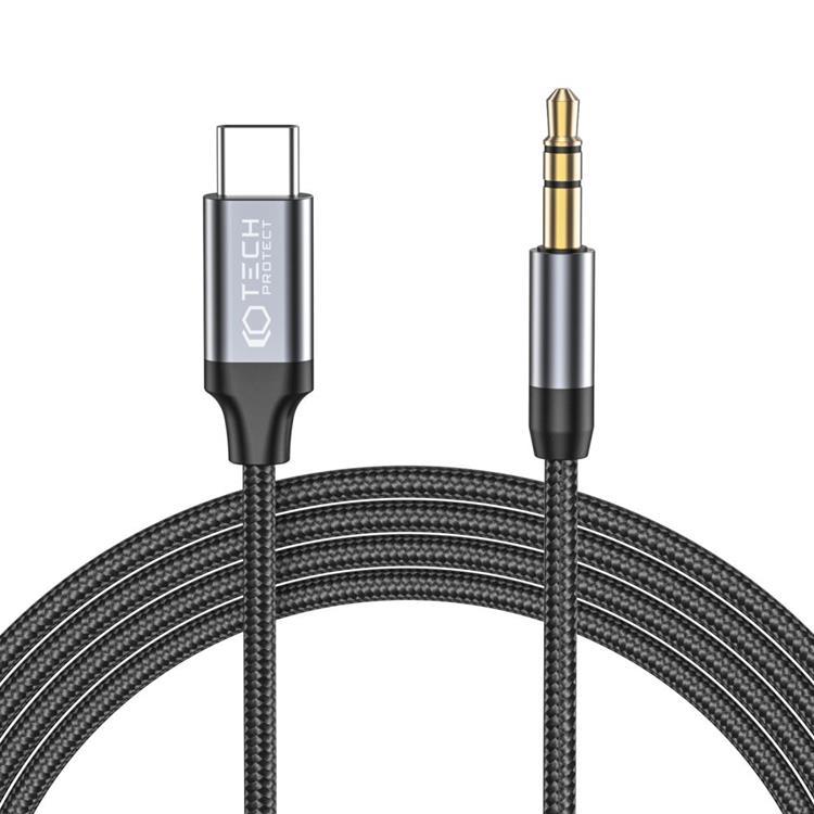 Tech-Protect USB-C To Aux Mini (3.5mm) Kabel 120 cm Svart | 3541 | AlltMobil