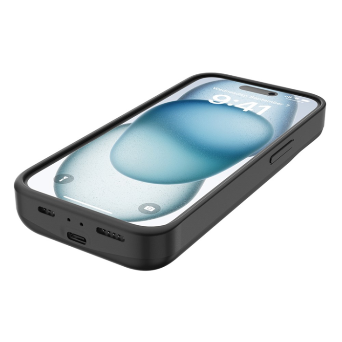 A-One Brand - iPhone 15 Plus Batteriskal Kickstand 6000mAh - Svart