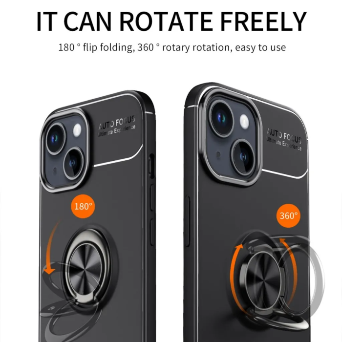 Taltech - iPhone 15 Mobilskal Ringhållare - Svart