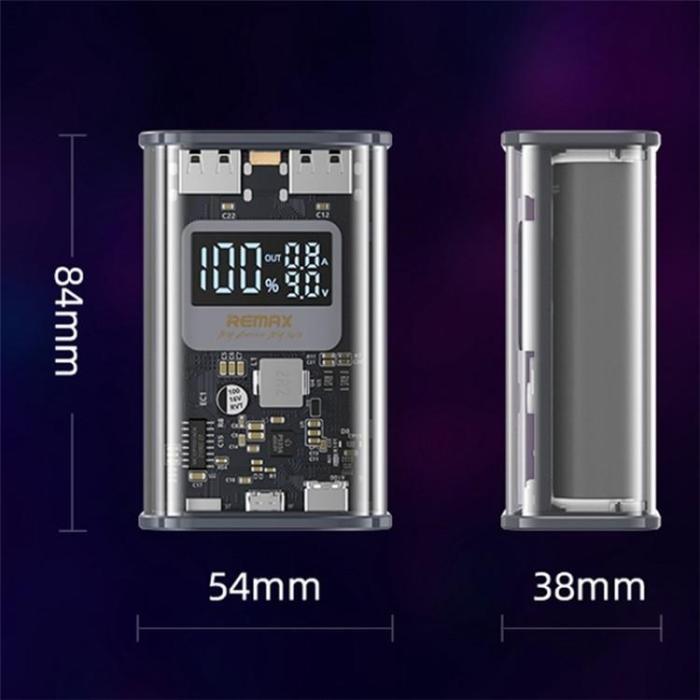 Remax - REMAX RPP-570 10000mAh Power Bank PD 20W Snabbladdning - Grå