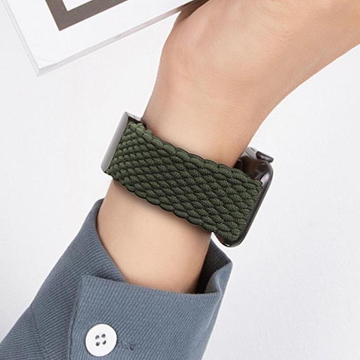 Forcell - Forcell Apple Watch (42/44/45/49mm) Armband Magnetic Nylon - Mörk Olive