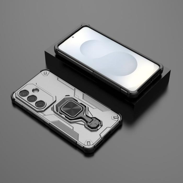 OEM - Samsung Galaxy S26 Skal Rotatable Ring Kickstand Plast - Titangrå