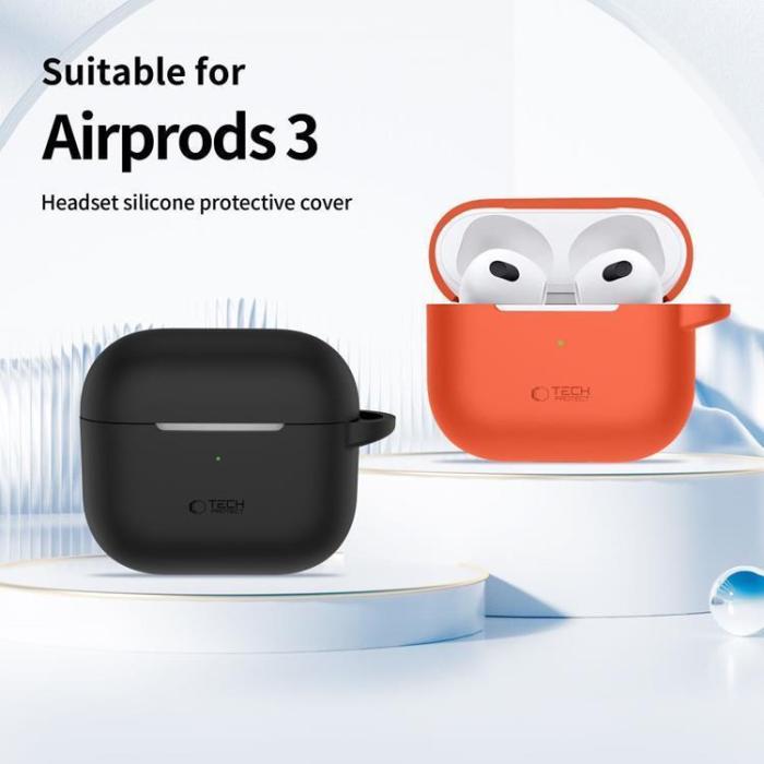 Tech-Protect - Tech-Protect Apple Airpods 3 Skal Silikon Hook - Olivgrön