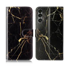 A-One Brand - Sony Xperia 1 VII Plånboksfodral Marble Painted - Svart Guld